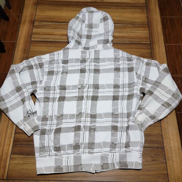 Volcom Full Zip White & Brown Plaid Hooded Unisex Heavyweight Jacket -Size Small - Picture 6 of 9